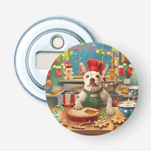 Bull Terrier Vakantie Bakken: Feestelijke Kerst Button Flesopener
