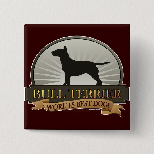 Bull Terrier Vierkante Button 5,1 Cm (Voorkant)