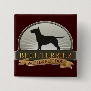 Bull Terrier Vierkante Button 5,1 Cm