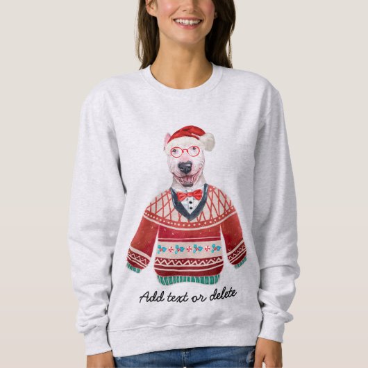 Bull Terrier Vilain Chien de Noël Sweatshirt Maman (Devant)