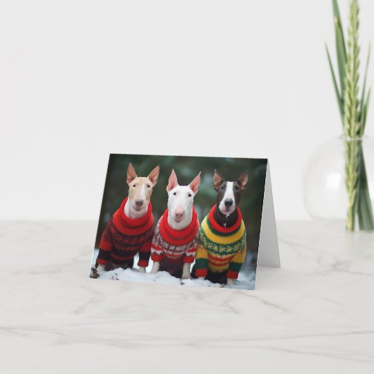 Bull Terriers Kerst Kaart (Voorkant)