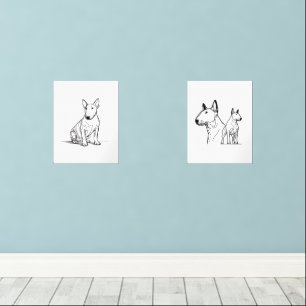Bull terriers lineart set de 2 affiches