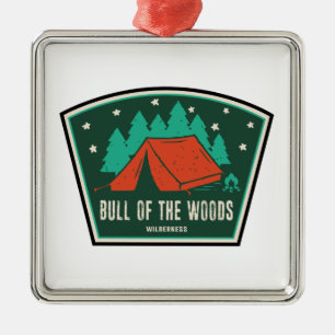Bull van de Bossen Wilderness Oregon Camping Metalen Ornament