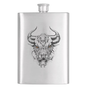 Bull Wild Animal Natuur Illustratie Art Tattoo Flacon