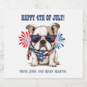 Bulldog 4 juli Onafhankelijkheidsdag Rood Blauw Bier Etiket (Enkel label)