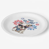 Bulldog 4 juli Onafhankelijkheidsdag Rood Blauw Papieren Bordje (Gekanteld)