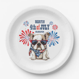 Bulldog 4 juli Onafhankelijkheidsdag Rood Wit Blau Papieren Bordje