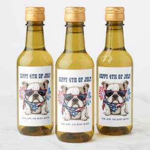 Bulldog 4 juli Onafhankelijkheidsdag Rood Wit Blau Wijn Etiket