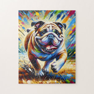 Bulldog Acryl Kunst Hondenportret Print Hondenlief Legpuzzel