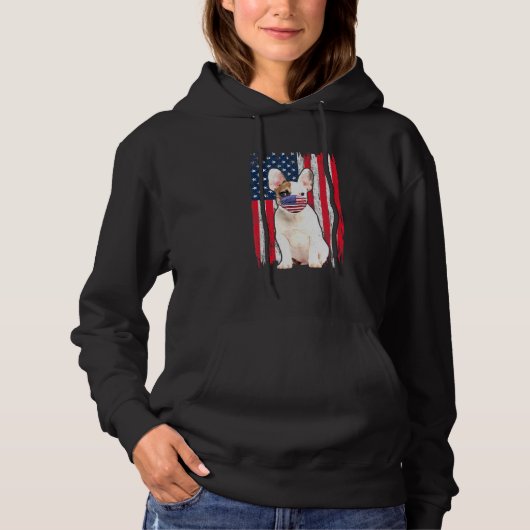 Bulldog American Flag Dog draagt gezichtsmasker 4t Hoodie (Voorkant)