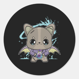 Bulldog anime hond magische drankje ronde sticker