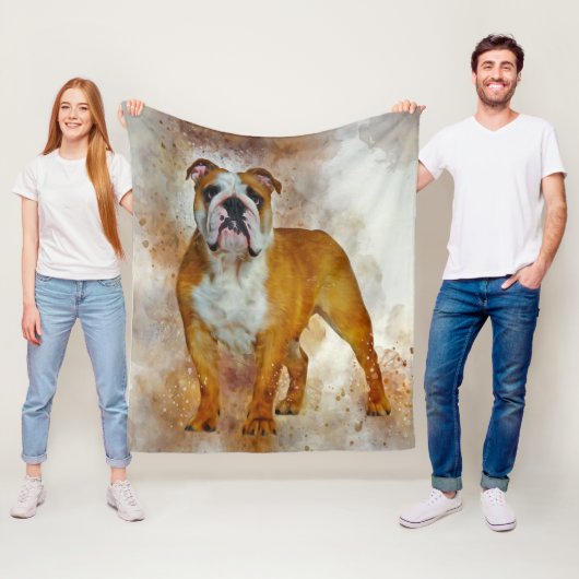 Bulldog Art Engelse Bulldog liefhebbers Fleece Deken (In situ)