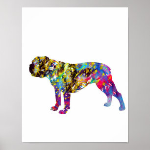 Bulldog Art Waterverf Portret Poster