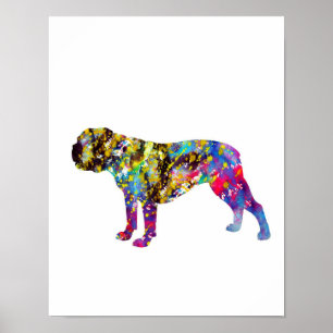 Bulldog Art Waterverf Portret Poster