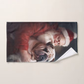 Bulldog avec Noël Festif du Père Noël (Serviette à main)