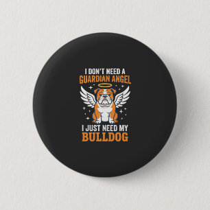 Bulldog Beschermengel Hond Ronde Button 5,7 Cm