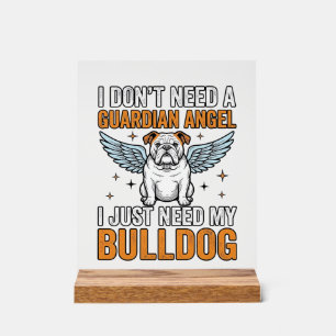 Bulldog Beschermengel Vintage Hond Liefhebber Shir Acryl Bord