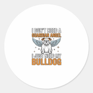 Bulldog Beschermengel Vintage Hond Liefhebber Shir Ronde Sticker