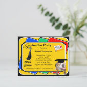 Bulldog Black Afstuderen Growler Party Invite Kaart (Staand voorkant)