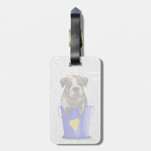 Bulldog Bucket of Love Blue Bagagelabel (Achterkant verticaal)