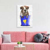 Bulldog Bucket of Love Blue Canvas Afdruk (Insitu (Woonkamer))