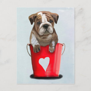 Bulldog Bucket of Love Red 2 Briefkaart