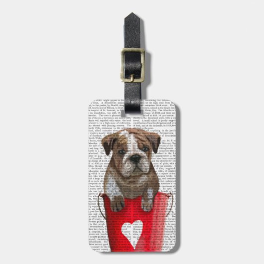 Bulldog Bucket of Love Red Bagagelabel (Voorkant verticaal)