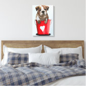 Bulldog Bucket of Love Red Canvas Afdruk (Insitu (Slaapkamer))