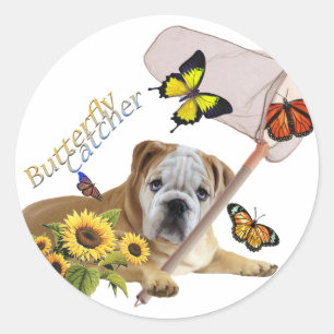 Bulldog Butterfly Catcher producten Ronde Sticker