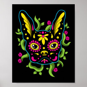 Bulldog Calavera Dia De Los Muertos honden Poster