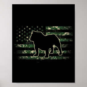 Bulldog Camouflage Amerikaanse Vlag USA Hond Liefh Poster