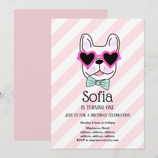 Bulldog, chien, animal de compagnie invitation de  (Devant / Derrière)