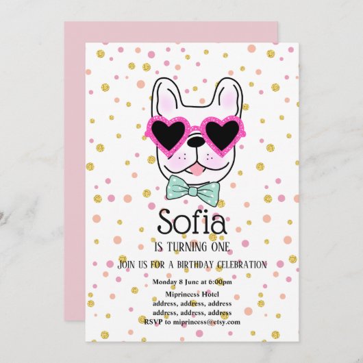 Bulldog, chien, animal de compagnie invitation de  (Devant / Derrière)