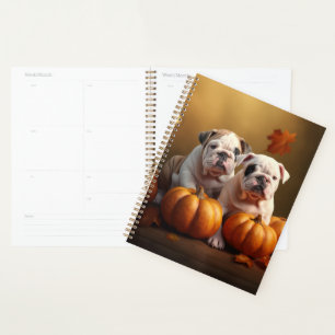 Bulldog Chiot Automne Citrouille de plaisir