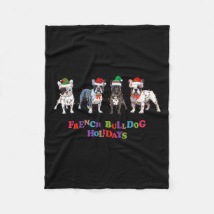 Bulldog Christmas2 Fleece Deken