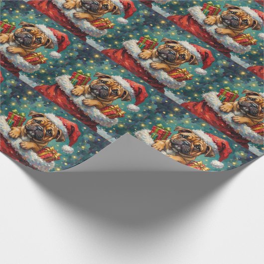 Bulldog Christmas Santa Bag Adventure Cadeaupapier (Hoek)