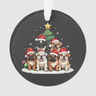 Bulldog Christmas Tree Santa Hat Puppy Amateurs