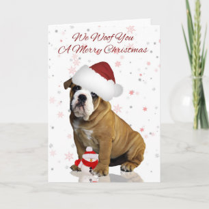 Bulldog Christmas Wenskaart Feestdagen Kaart