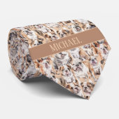 Bulldog collage monogram stropdas (Opgerold)