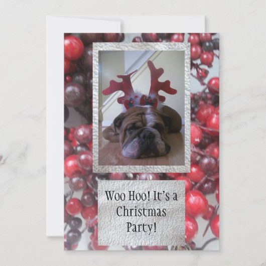 Bulldog comme fête de Noël des rennes Invitations (Devant)