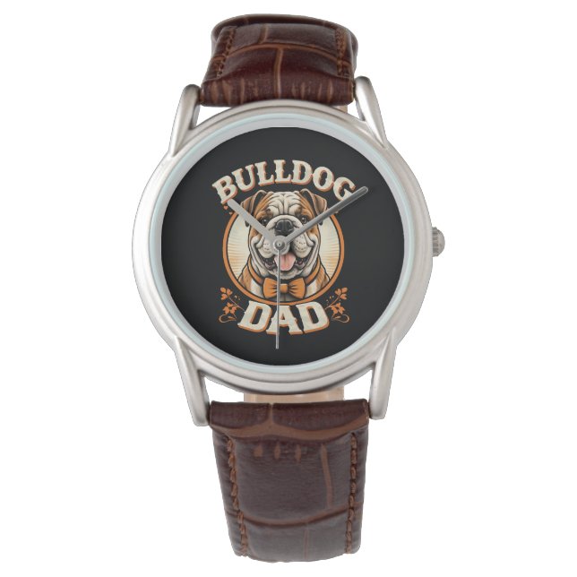Bulldog Dad – Cute Vintage Bulldog Father’s Day Horloge (Voorkant)