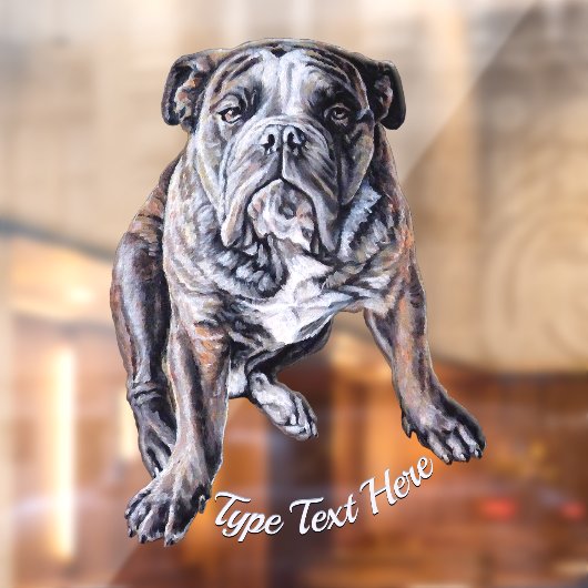 Bulldog Decal Bulldog Art Window Cling personalise (Vel 2)