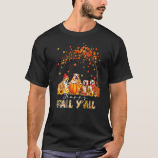 Bulldog Dog Autumn Herfst Pumpkin Truck Mappe Beda T-shirt