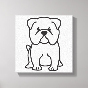 Bulldog Dog Cartoon Canvas Afdruk