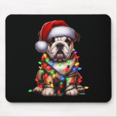 Bulldog Dog Christmas Lights Santa Hat Dog Lover P Muismat (Voorkant)