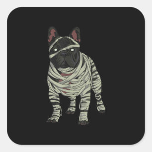 Bulldog Dog Mummy Halloween Costume Dog Lov Vierkante Sticker