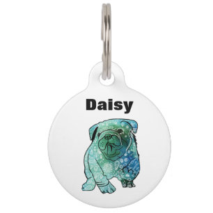 Bulldog Dog, Puppy Mandala Custom Name DogPet Labe Huisdierpenning