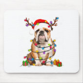 Bulldog Dog Tree Christmas Lights Xmas Pajama Muismat (Voorkant)