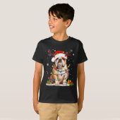 Bulldog Dog Tree Christmas Lights Xmas Pajama T-shirt (Voorkant volledig)