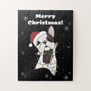 Bulldog Dogs Merry KerstWinter Animals Legpuzzel
